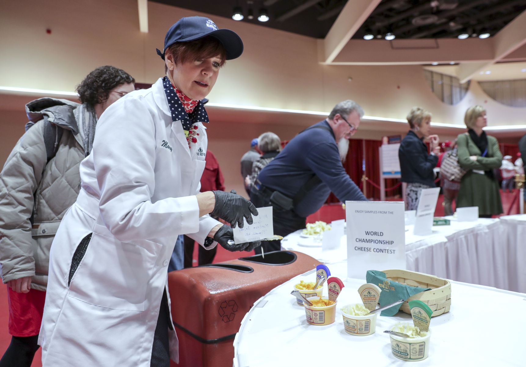 The blue hats of the World Championship Cheese Contest